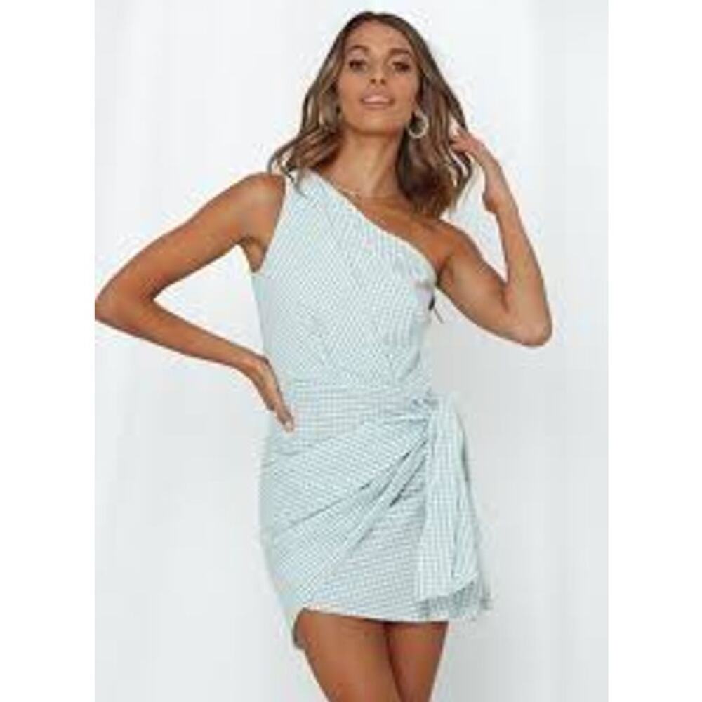 Hello Molly XS Speed Bumps Dress Sage cotton wrap style skirt woman's dress.